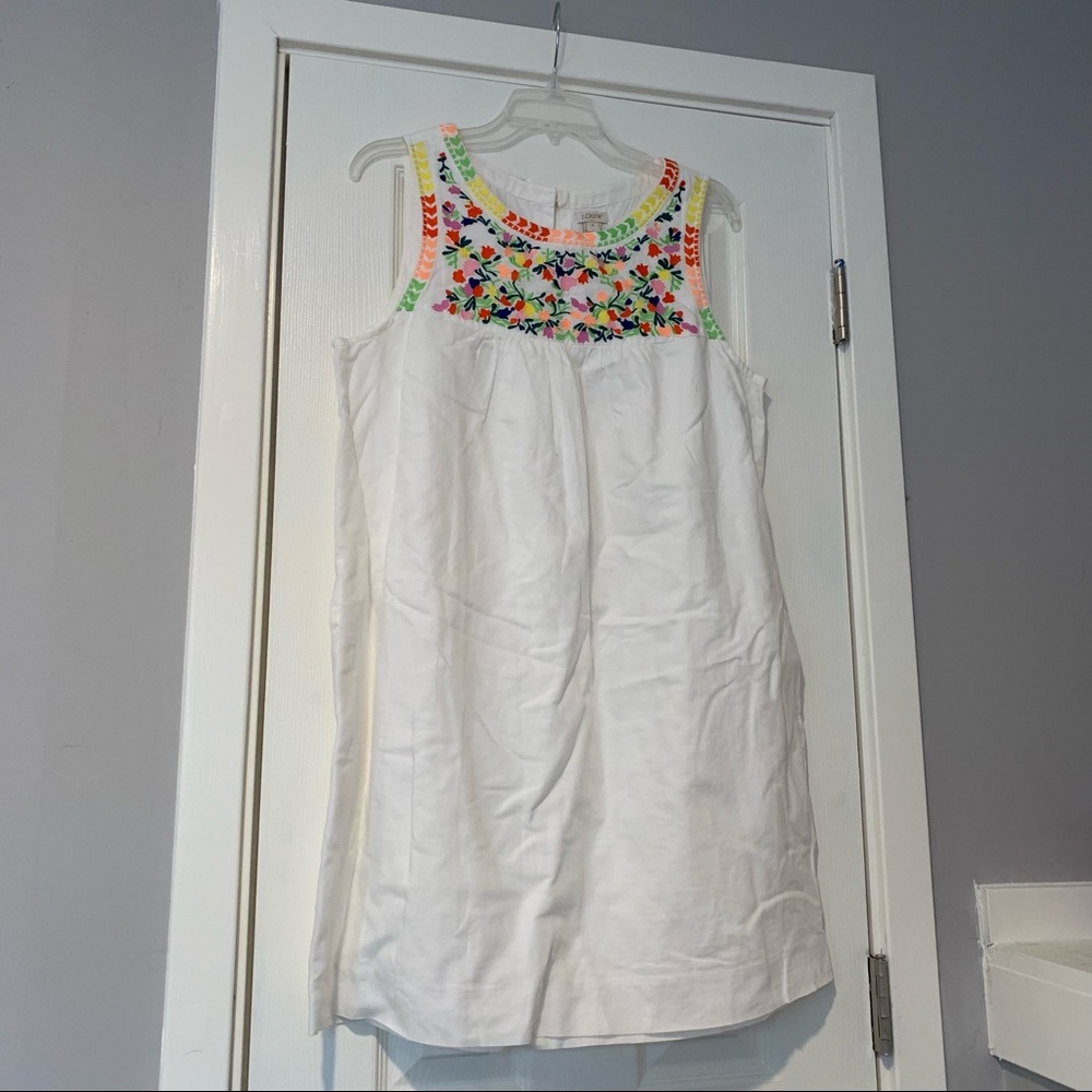 J. Crew White Cotton Embroidered Dress Size 10